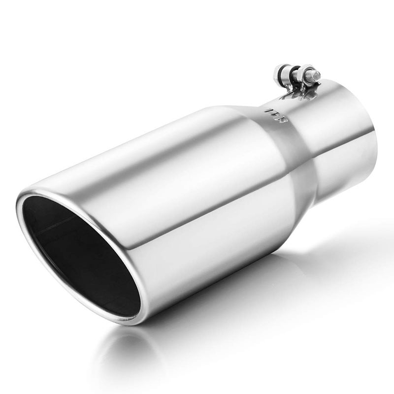 A-KARCK Exhaust Tip 3.5 Inch Inlet, 3.5â€ Inlet 5" Outlet 12" Long Stainless Steel Polished Finish Tailpipe Tip, Bolt On Design - Image 1